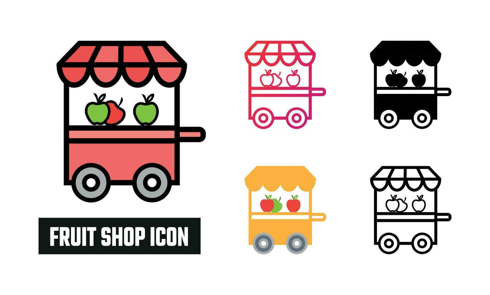 fruit magasin icône ensemble vecteur illustration