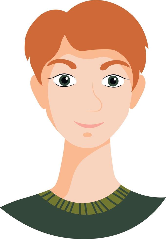 rousse en style cartoon. portrait frontal sur fond blanc. vecteur