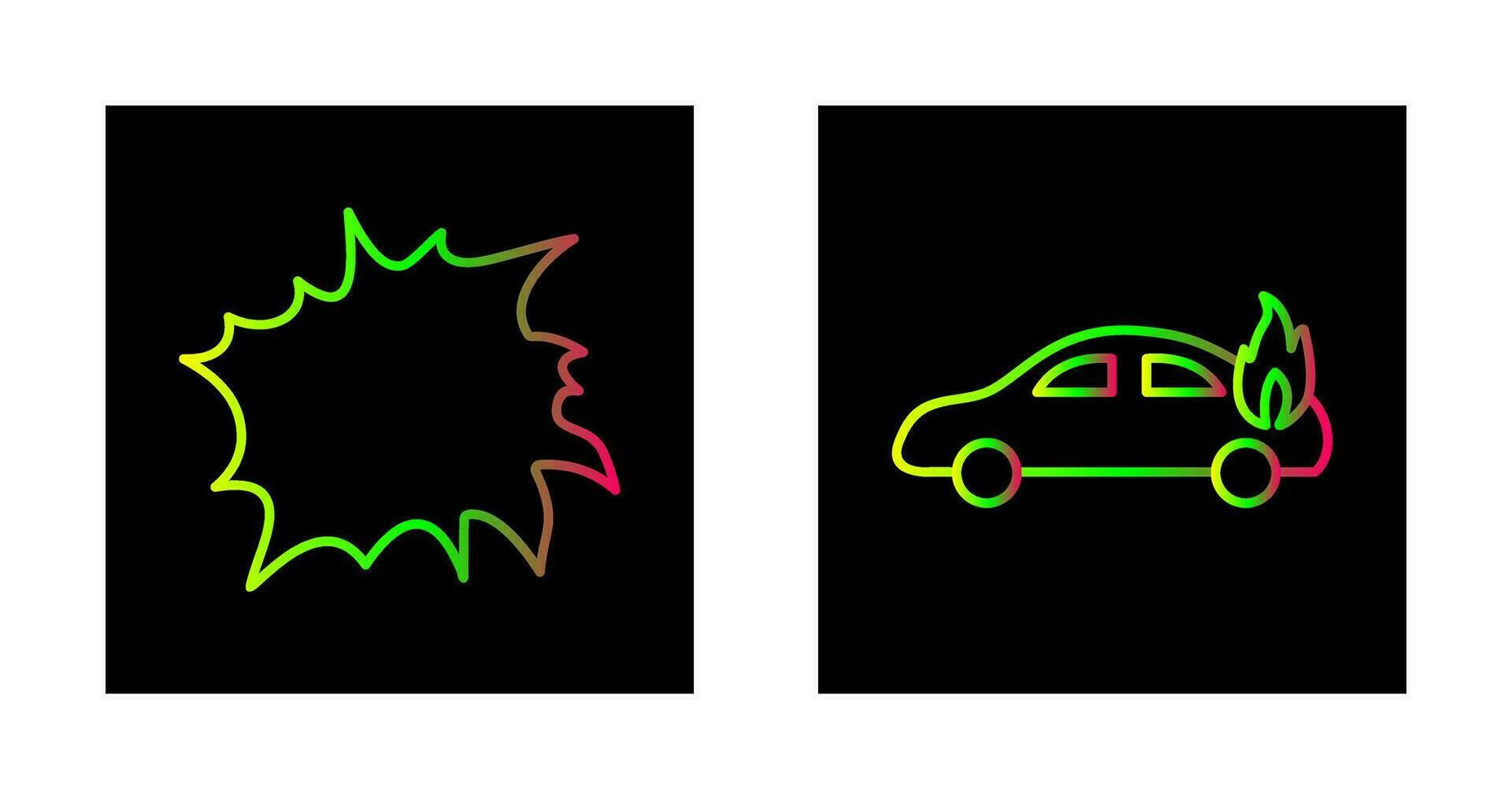 explosion et voiture sur Feu icône vecteur