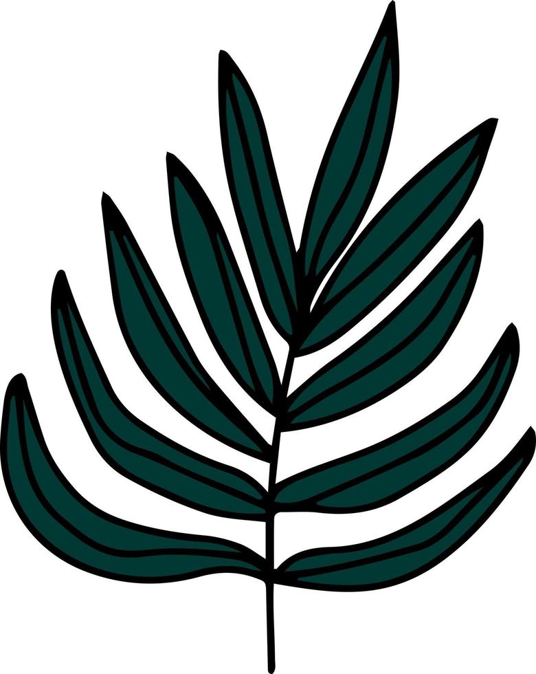branche vert foncé avec des feuilles vecteur