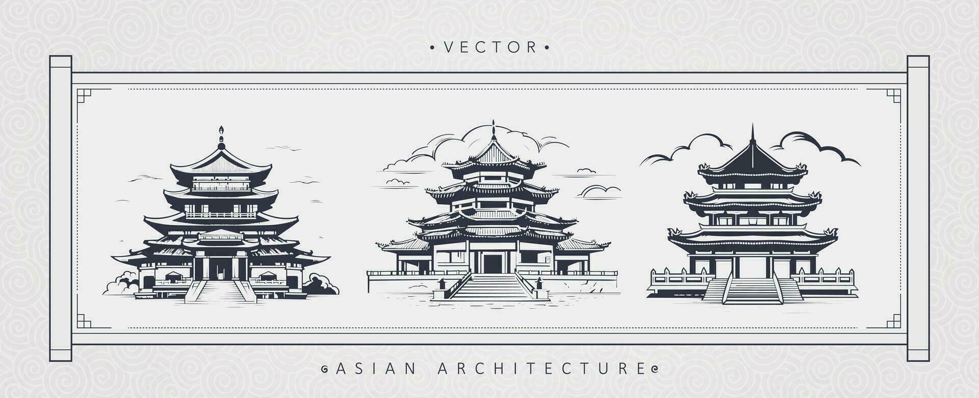 chinois ancien architecture la tour art vecteur