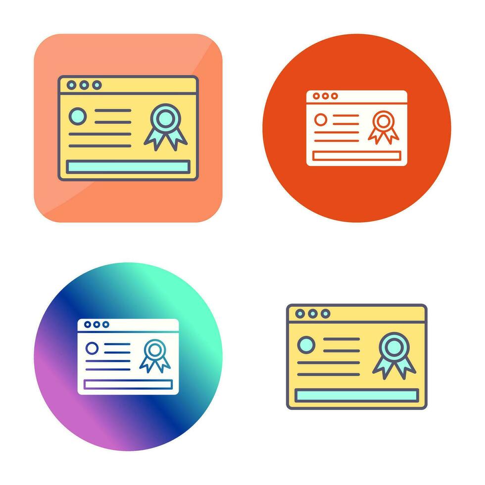icône de vecteur de certificat en ligne