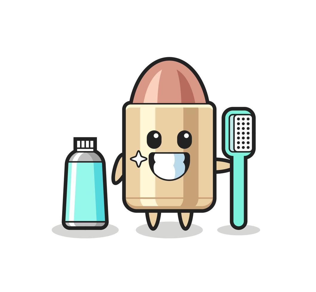 mascotte illustration de balle avec une brosse à dents vecteur