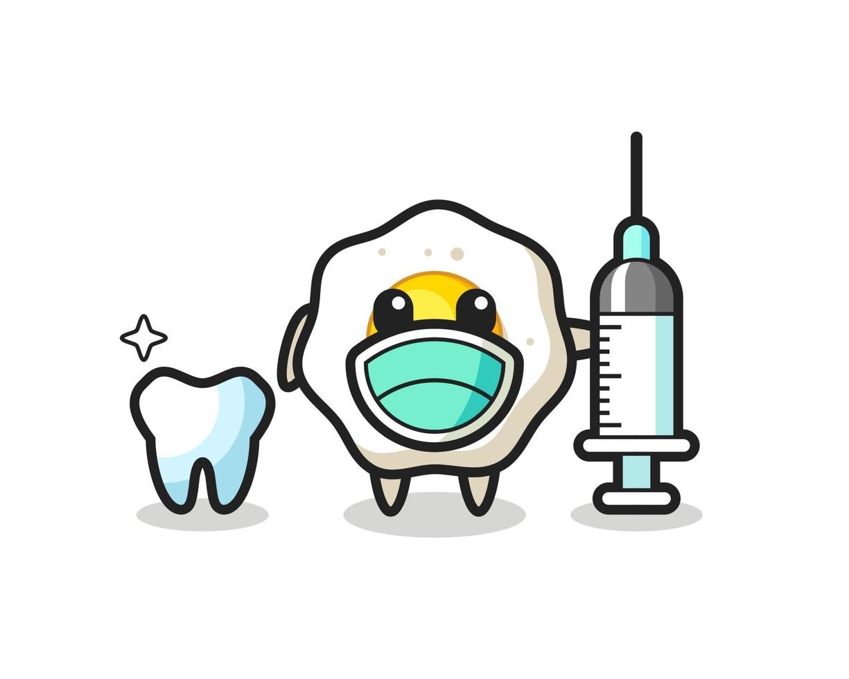 personnage mascotte d'oeuf au plat en tant que dentiste vecteur