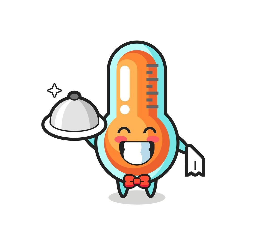 mascotte de personnage de thermomètre en tant que serveurs vecteur