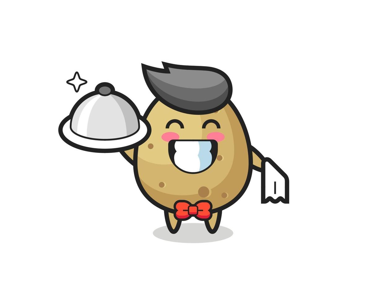 mascotte de personnage de pomme de terre en tant que serveurs vecteur