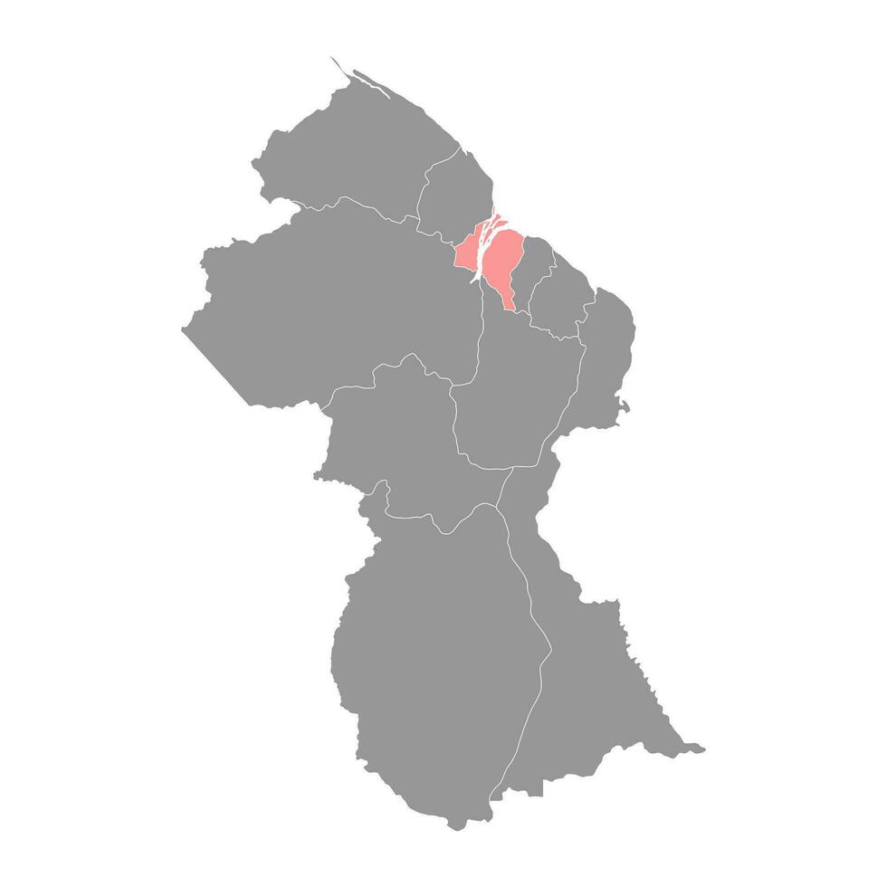 essequibo îles Ouest démerara Région carte, administratif division de Guyane. vecteur illustration.
