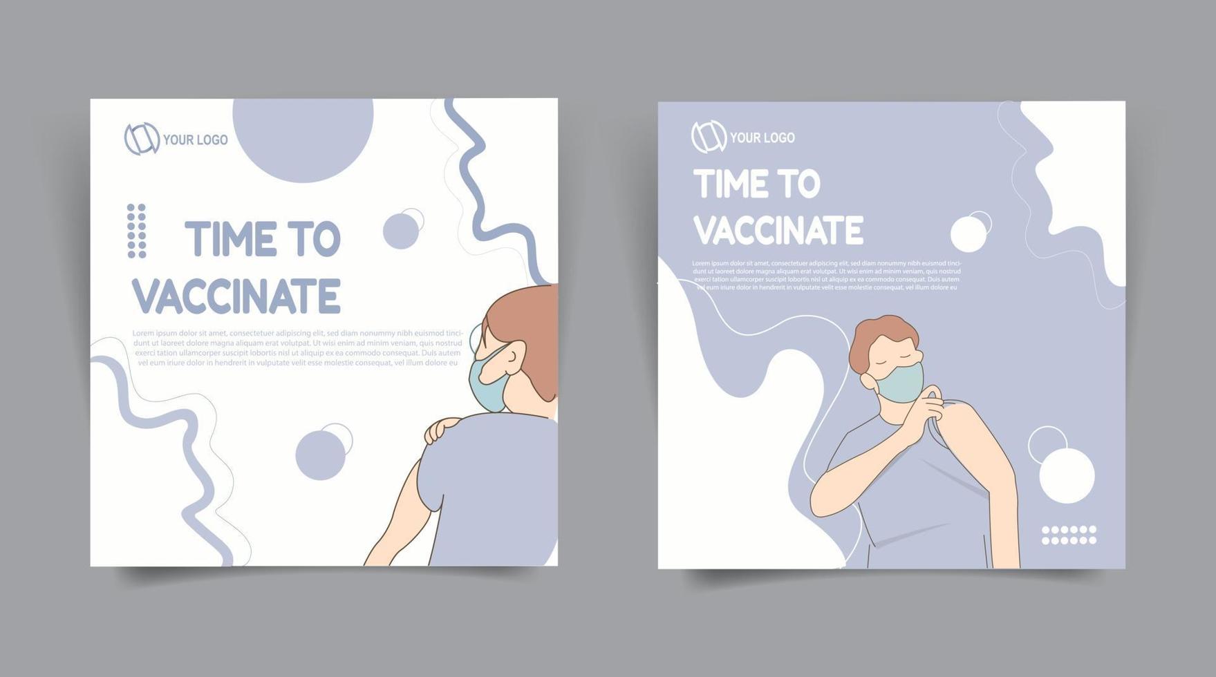 il est temps de vacciner la bannière de publication sur les réseaux sociaux avec un design plat. vecteur