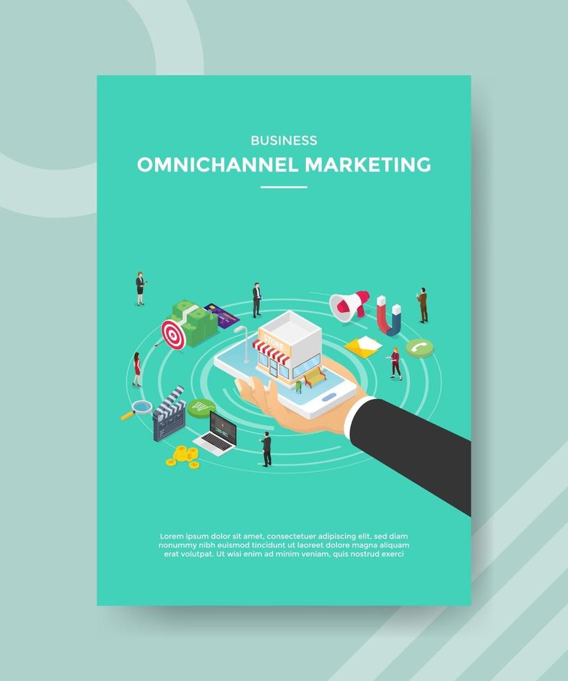 entreprise omni chanel marketing main tenir smartphone vecteur