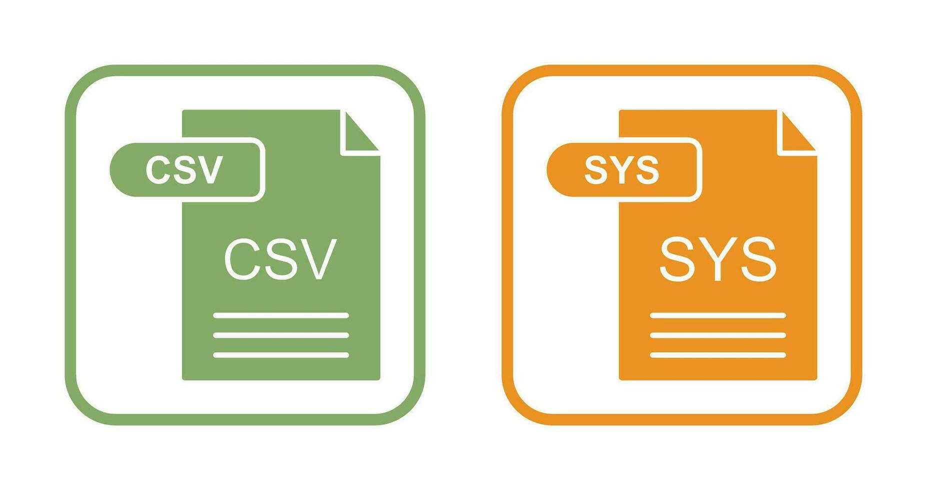 csv et sys icône vecteur