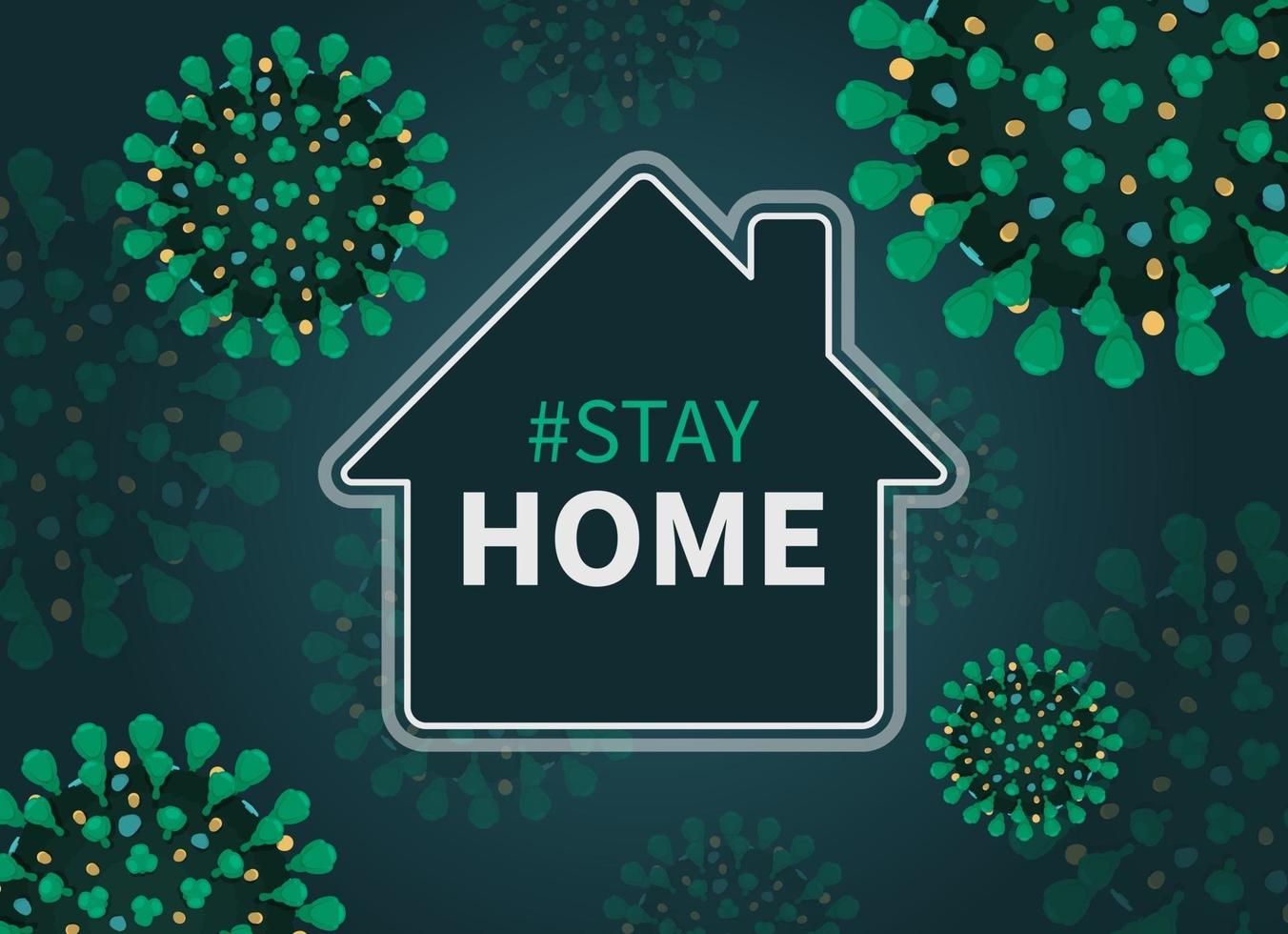 restez à la maison à cause du coronavirus. hashtag vert vecteur