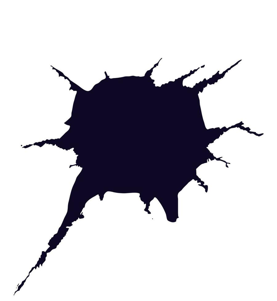 silhouette de une trou dans cassé verre vecteur