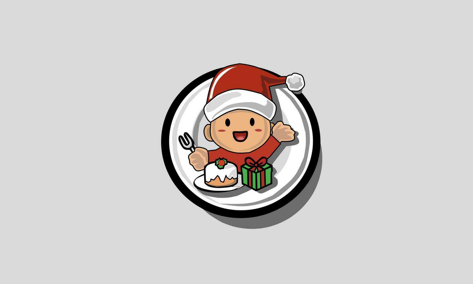 Créatif conception art illustration de une enfant portant une Père Noël chapeau célébrer Noël, dessin animé petit enfant célébrer Noël et Nouveau an. vecteur