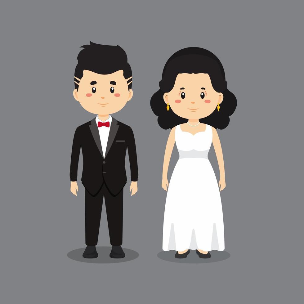 personnage de couple portant une tenue de mariage vecteur