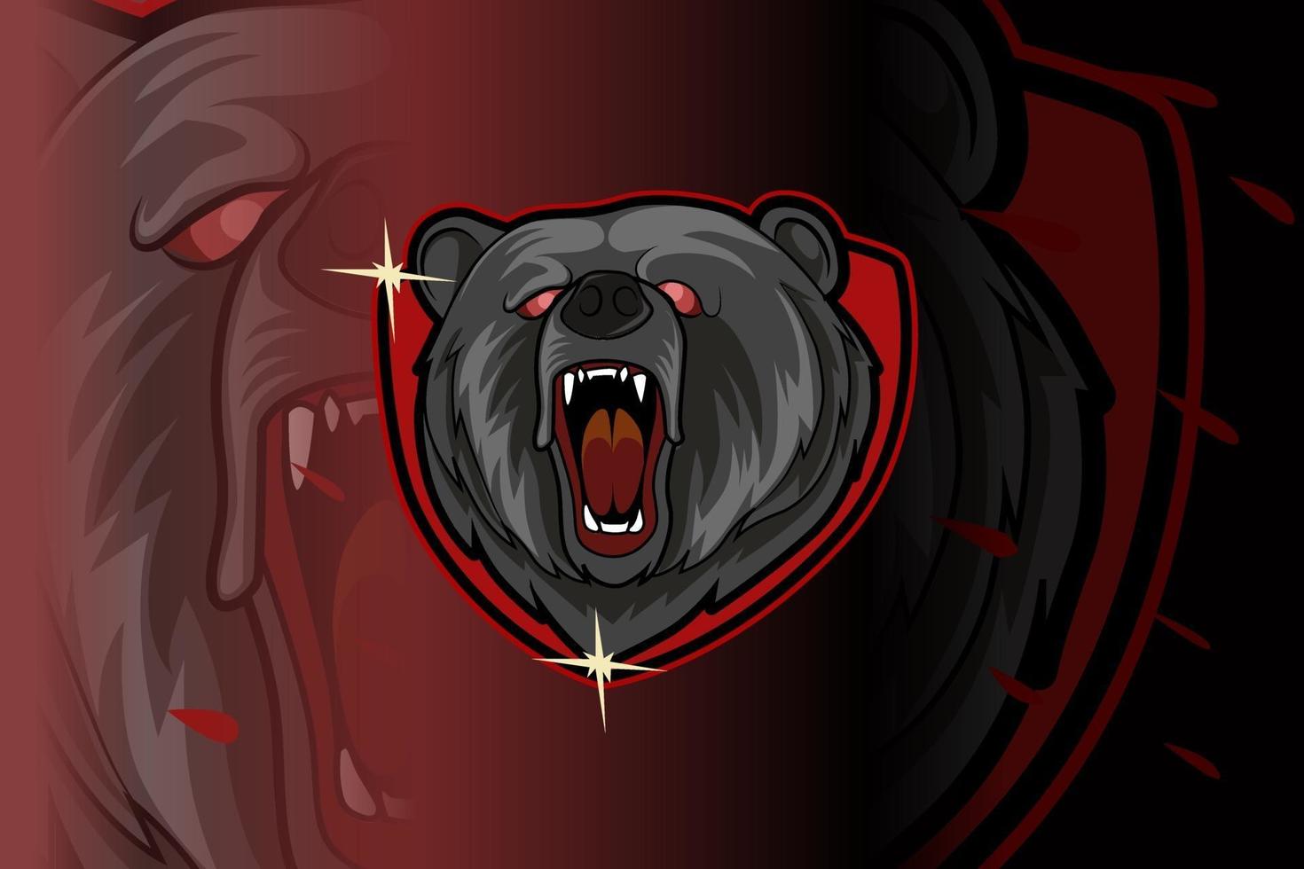 modèle de logo d'équipe d'e-sports rugissant d'ours en colère vecteur