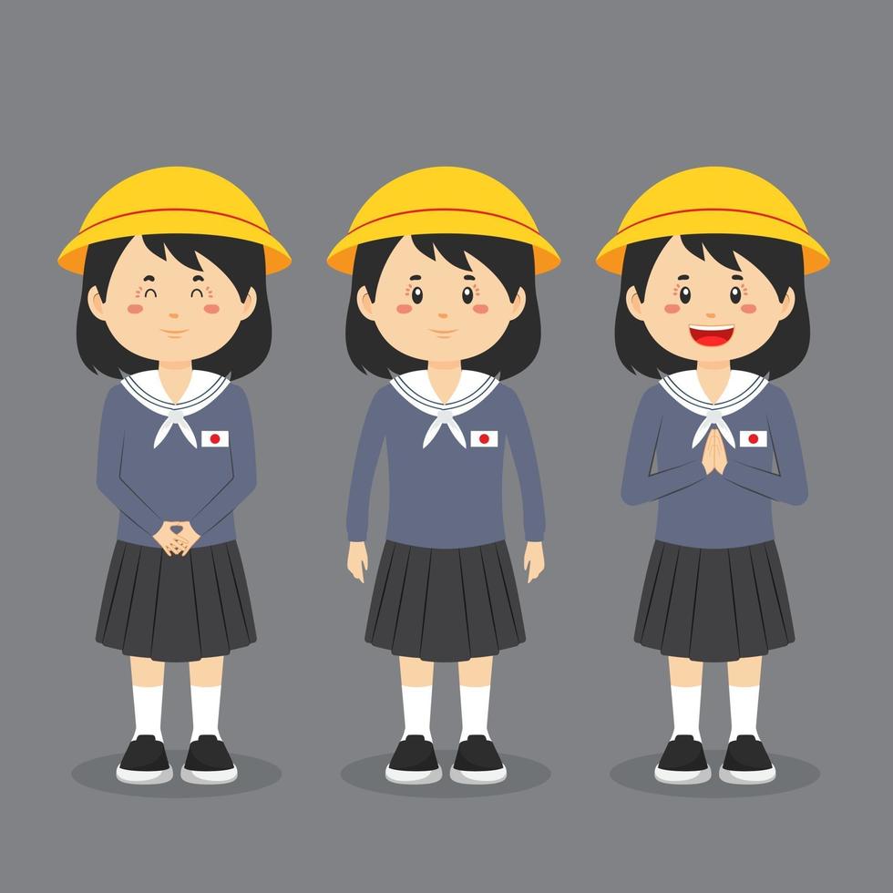 personnage de l'école primaire japonaise avec expression vecteur