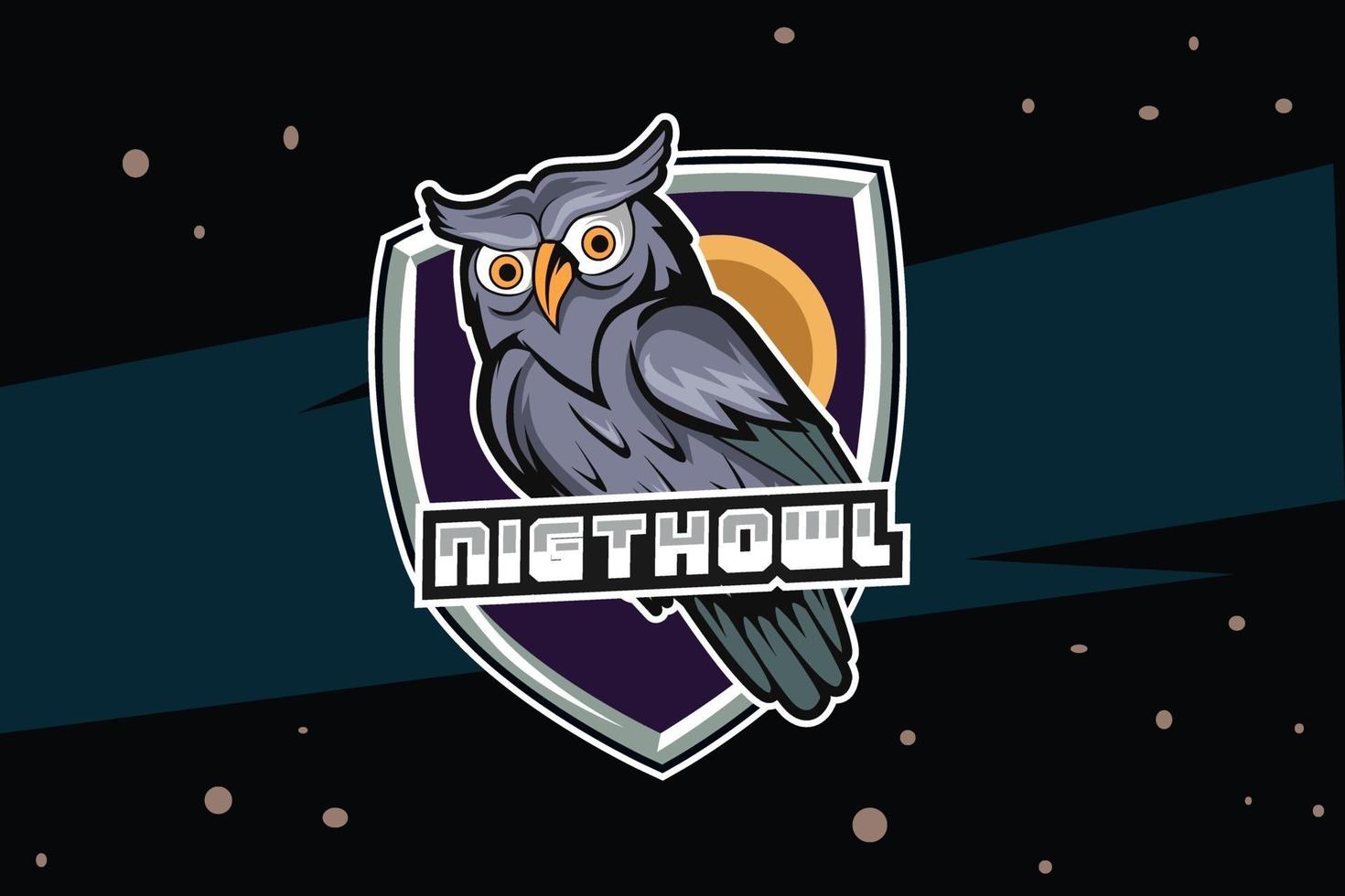 hibou esport logo dessin à la main vecteur