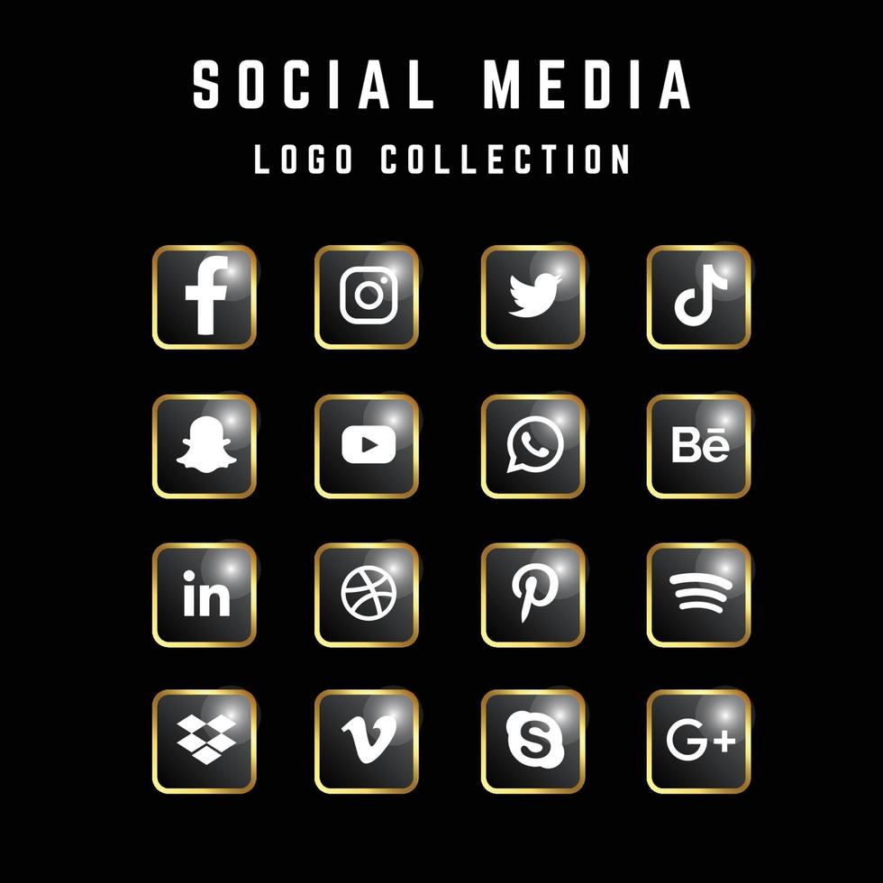 collection de jeux de logos de médias sociaux vecteur