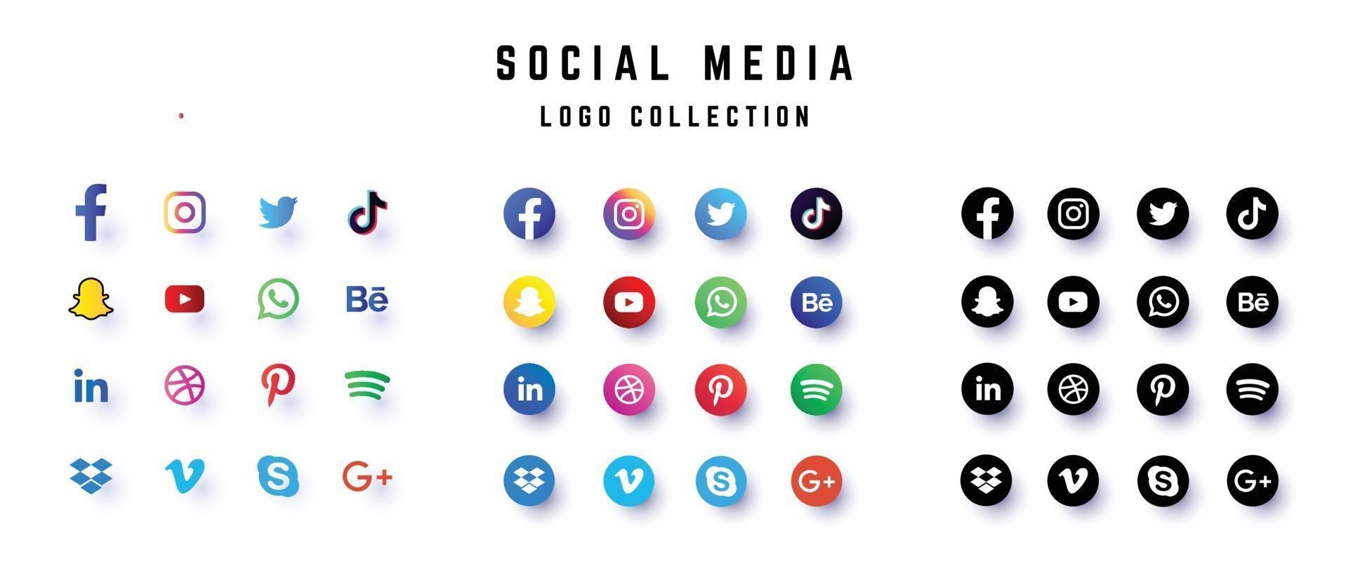 collection de jeux de logos de médias sociaux vecteur