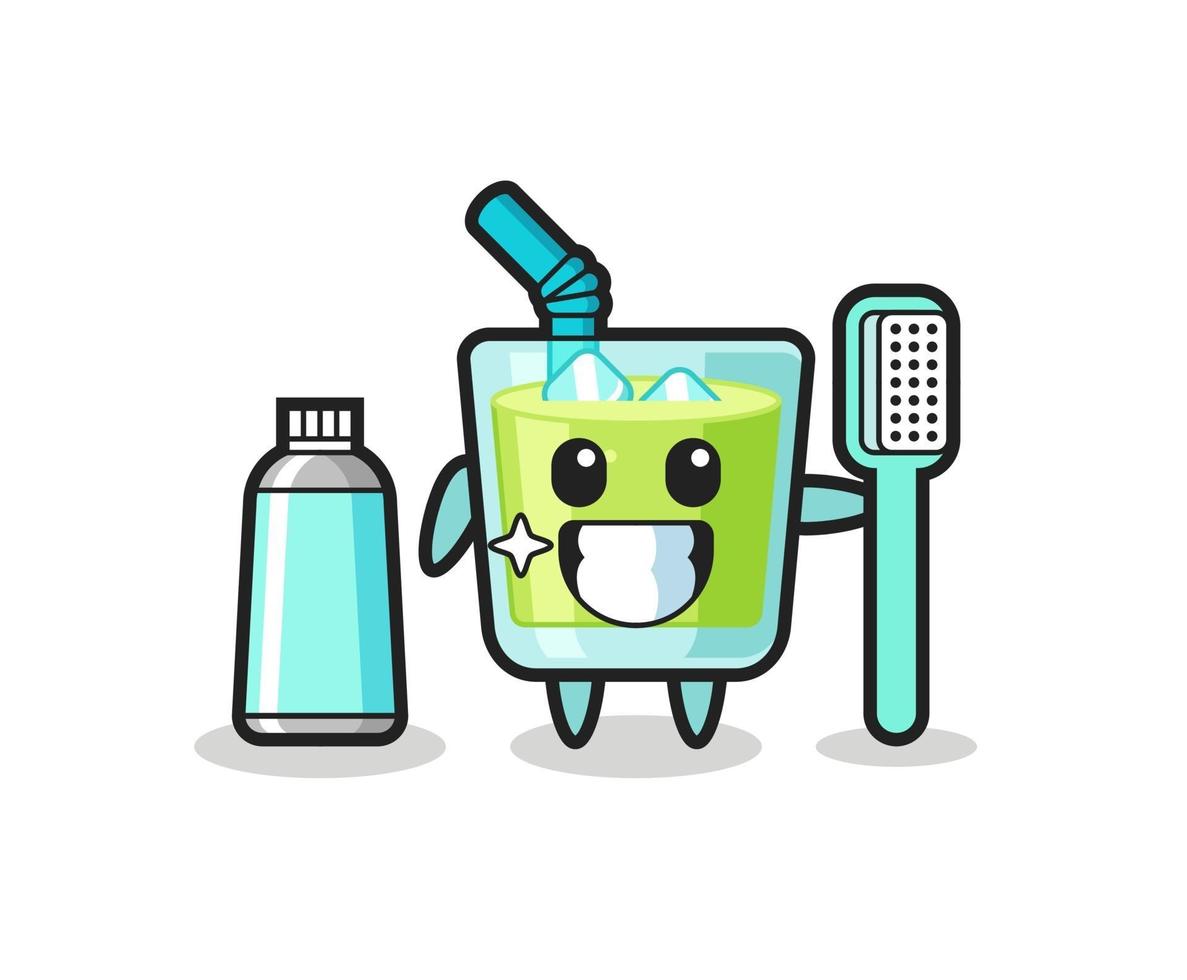 mascotte illustration de jus de melon avec une brosse à dents vecteur