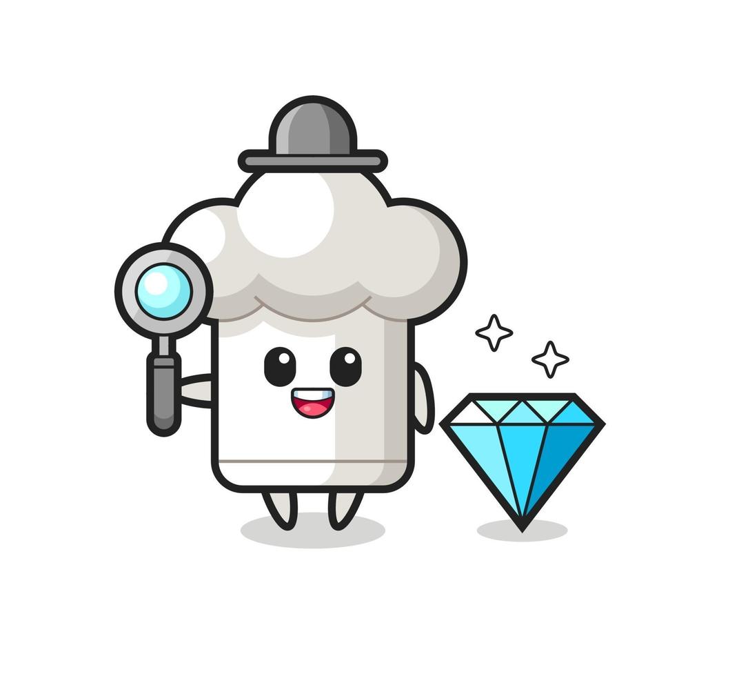illustration du personnage de chapeau de chef avec un diamant vecteur