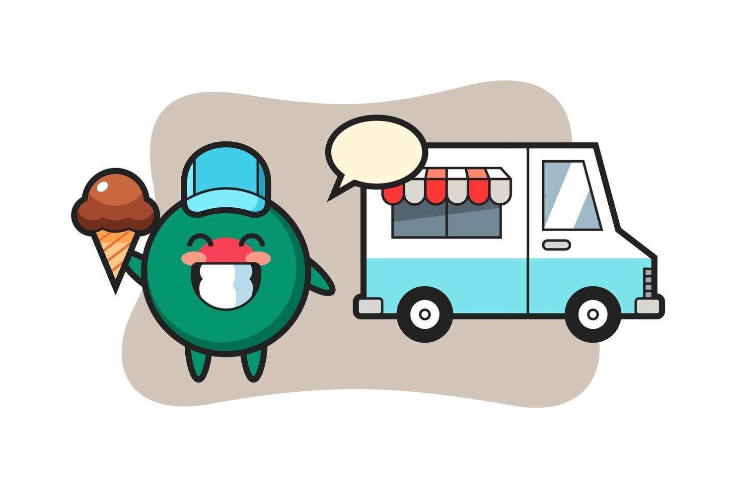 mascotte, dessin animé, de, drapeau bangladesh, insigne, à, glace, camion vecteur