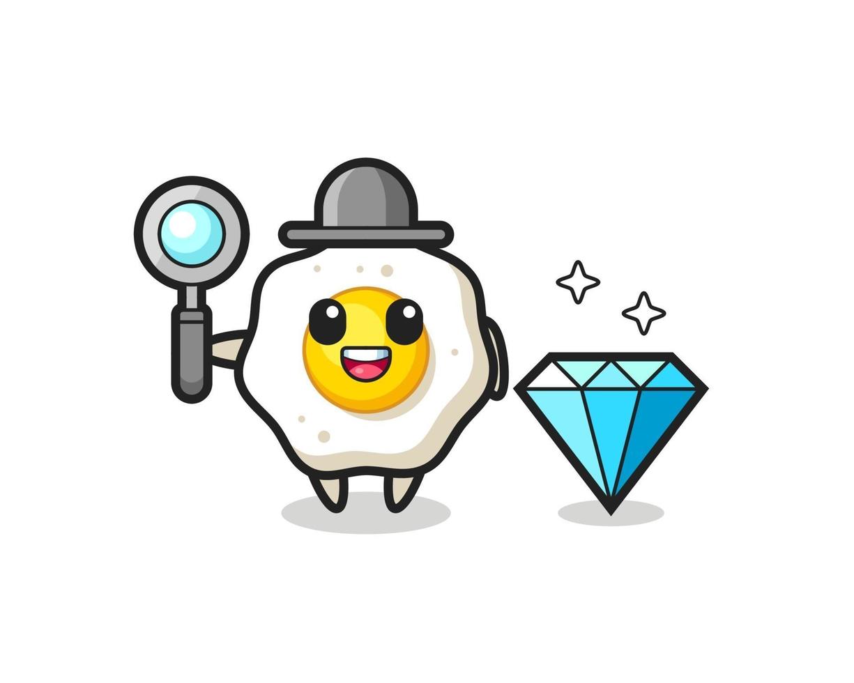 illustration du personnage d'oeuf au plat avec un diamant vecteur