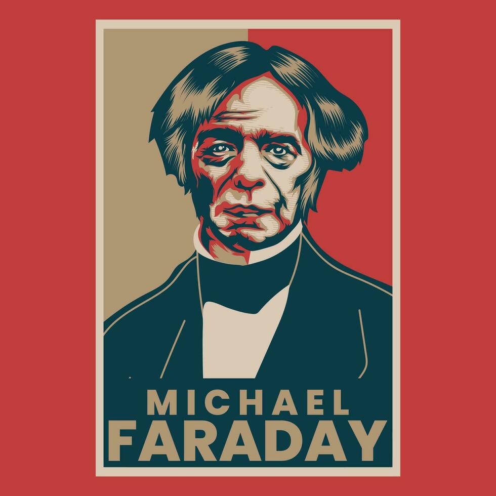 Michael Faraday rétro affiche vecteur illustration