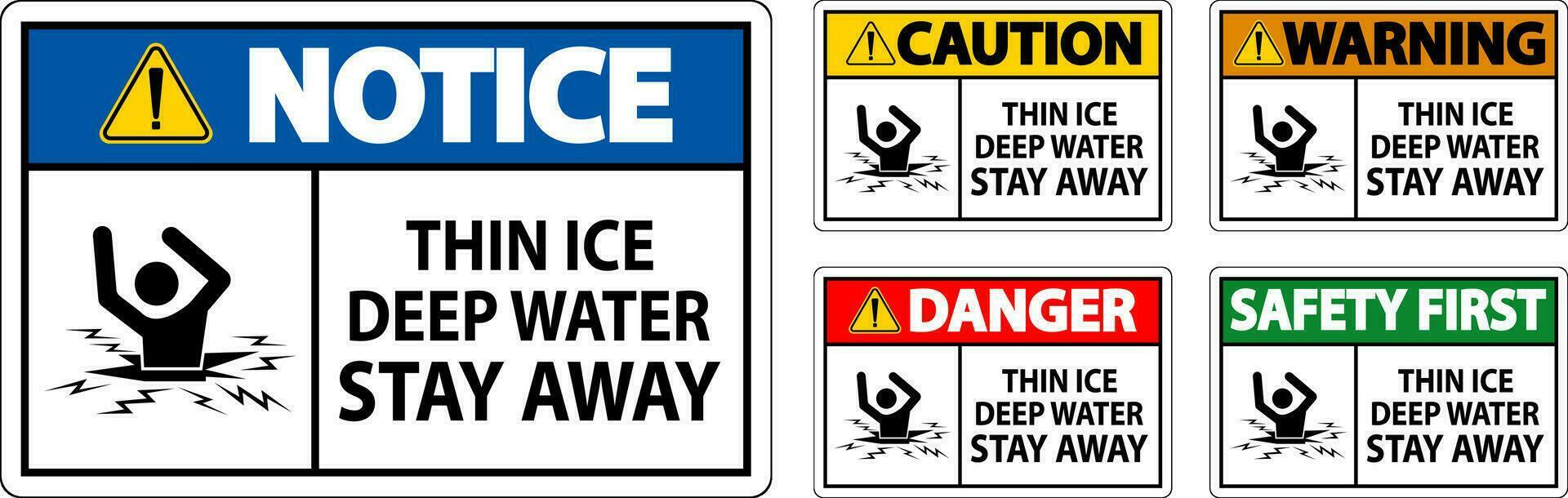 danger signe mince la glace Profond eau, rester une façon vecteur