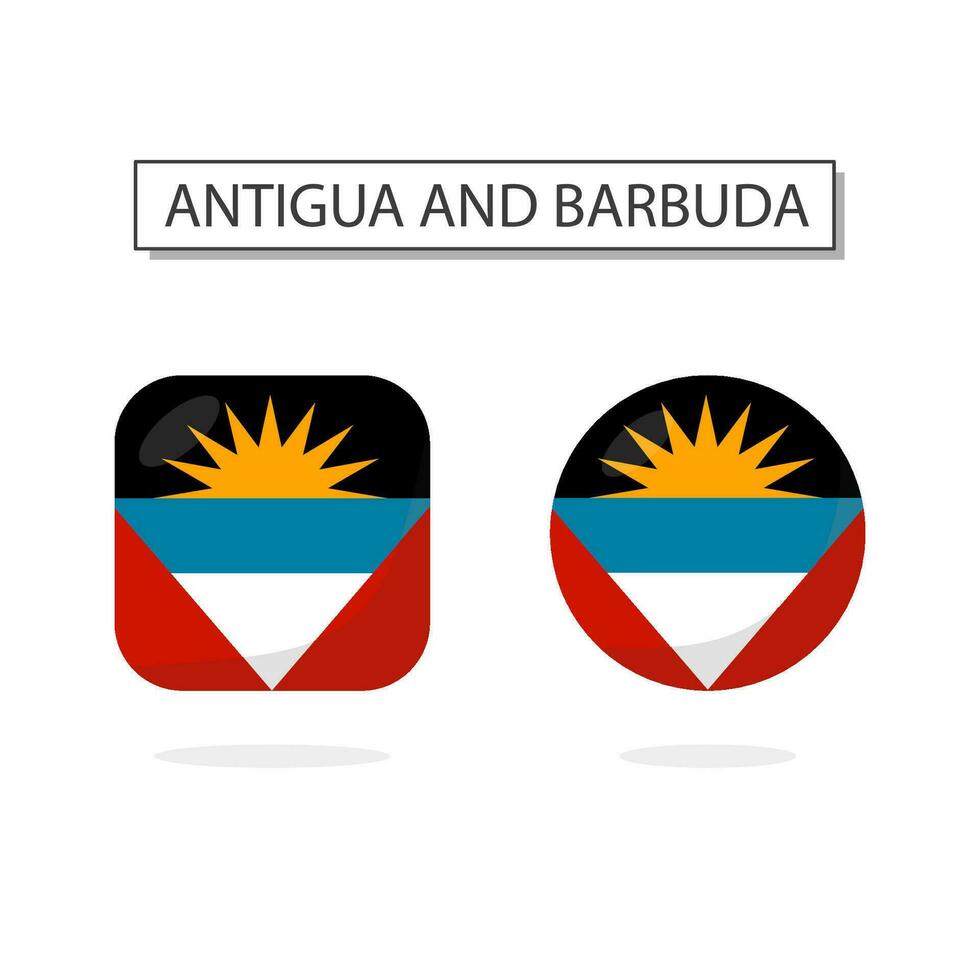 drapeau de antigua et Barbuda 2 formes icône 3d dessin animé style. vecteur