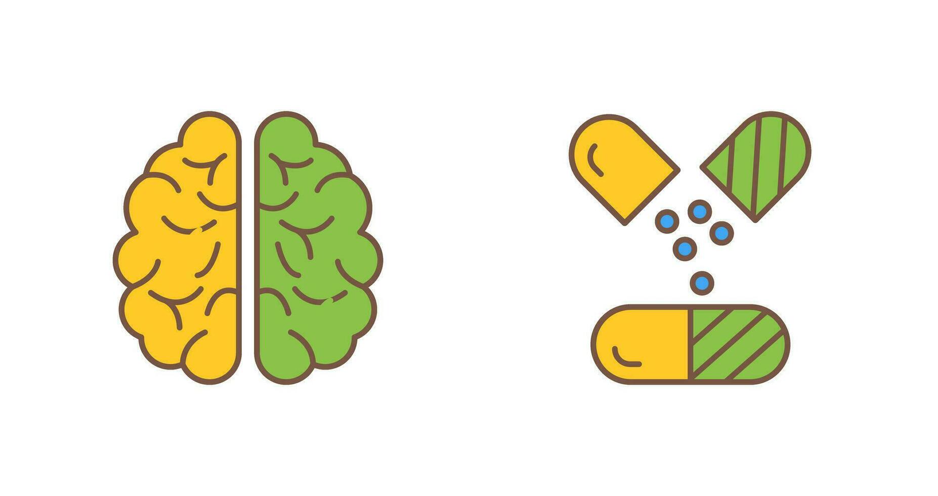 cerveau et capsule icône vecteur