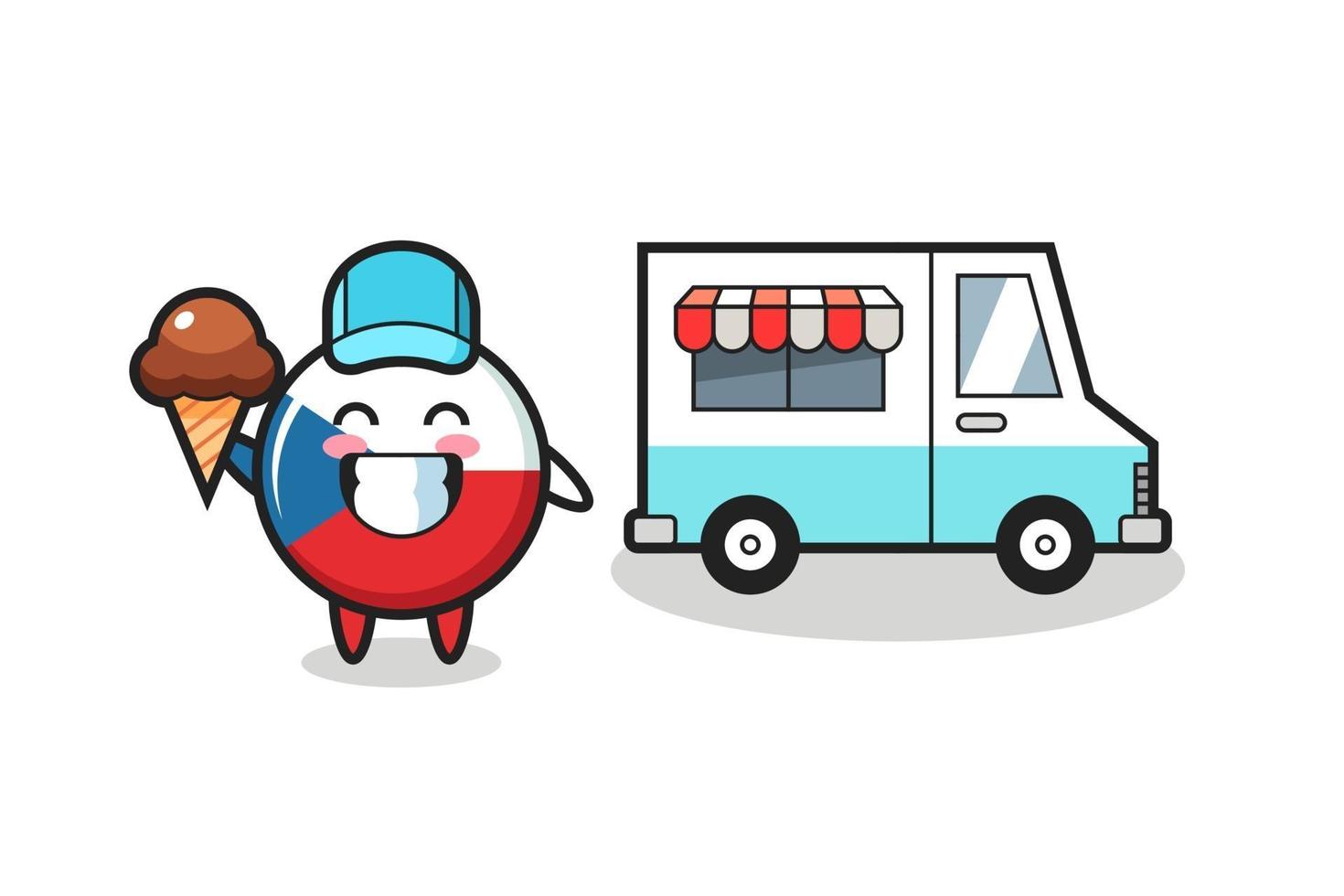 mascotte, dessin animé, de, drapeau tchèque, insigne, à, glace, camion vecteur