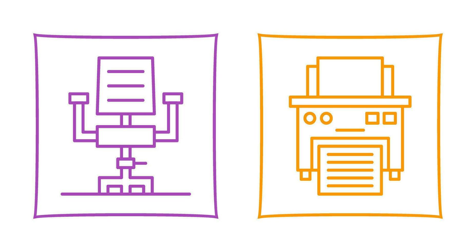bureau chaise et imprimante icône vecteur