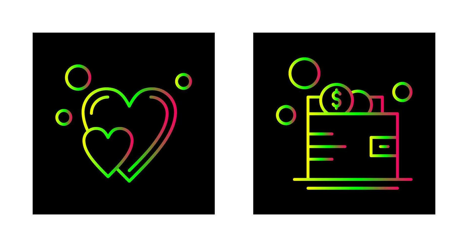 cœur et portefeuille icône vecteur