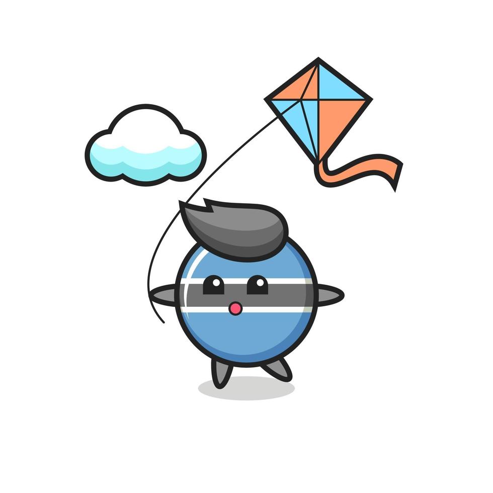 l'illustration de la mascotte de l'insigne du drapeau du botswana joue au cerf-volant vecteur