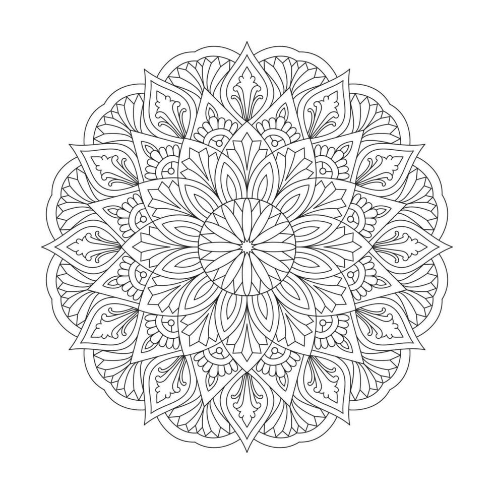 radiant fleurs adulte mandala coloration livre page pour kdp livre intérieur vecteur