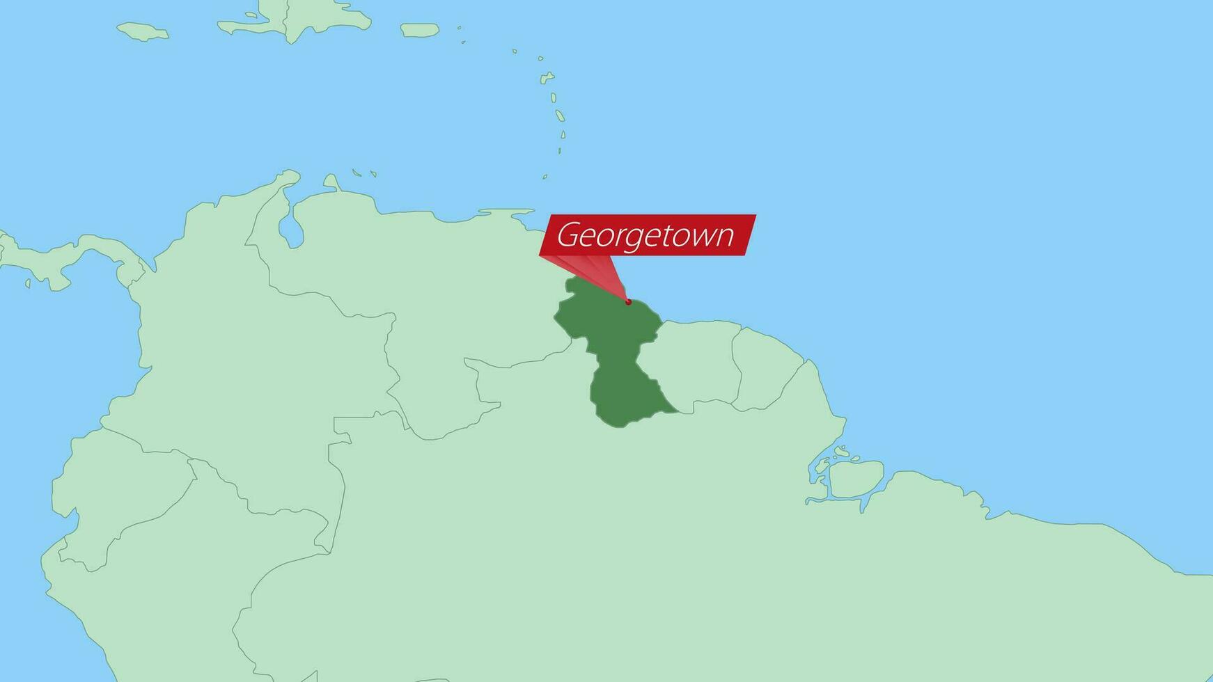 carte de Guyane avec épingle de pays capital. vecteur
