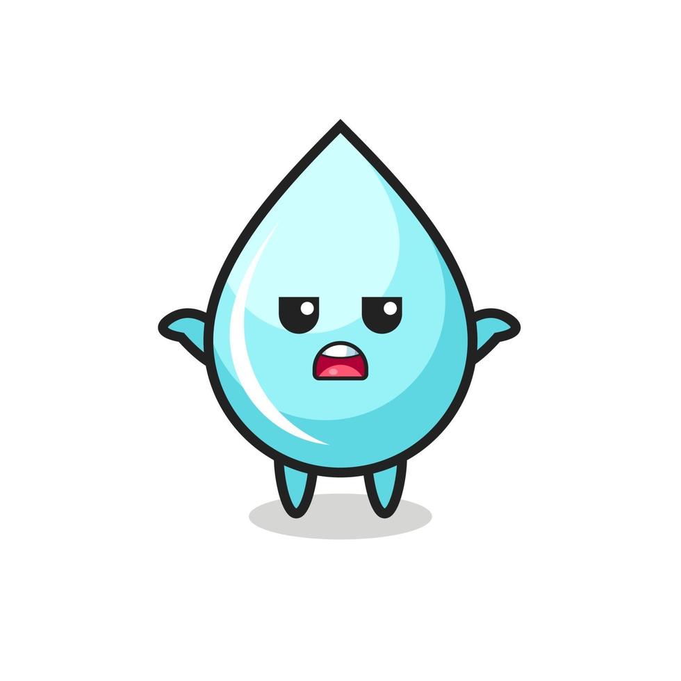 personnage mascotte goutte d'eau disant je ne sais pas vecteur