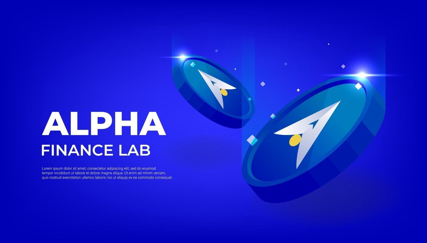 bannière de laboratoire de finance alpha. bannière de concept de crypto-monnaie alpha. vecteur