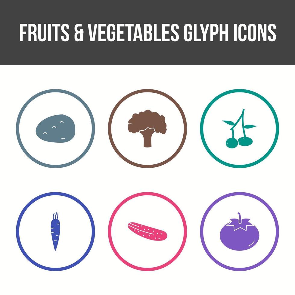 ensemble d'icônes vectorielles de fruits et légumes uniques vecteur