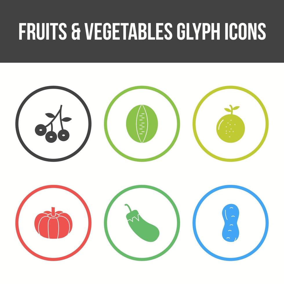 ensemble d'icônes vectorielles de fruits et légumes uniques vecteur