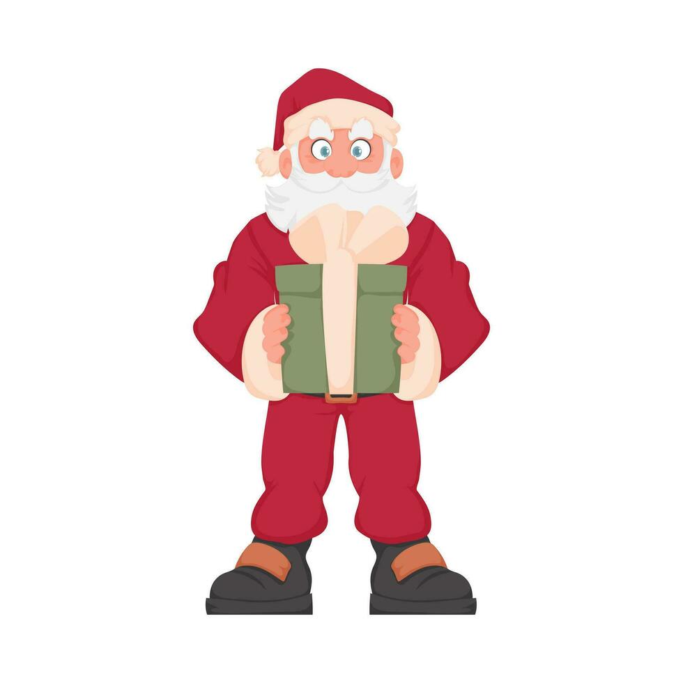 Père Noël claus avec une gros blanc barbe dans une rouge Nouveau années costume. dessin animé style vecteur