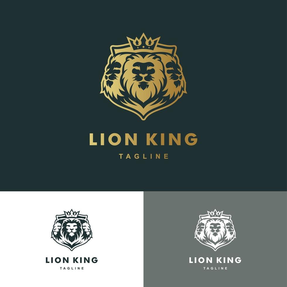 Logo lion mascotte avec couleur or, icon set illustration vector graphic
