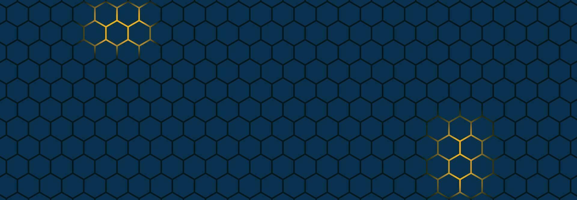bleu hexagone abstrait La technologie Contexte avec Jaune coloré brillant clignote en dessous de hexagone. vecteur
