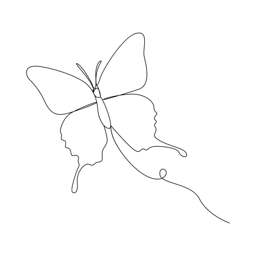 continu papillon un ligne dessin et Facile Célibataire contour vecteur dessin