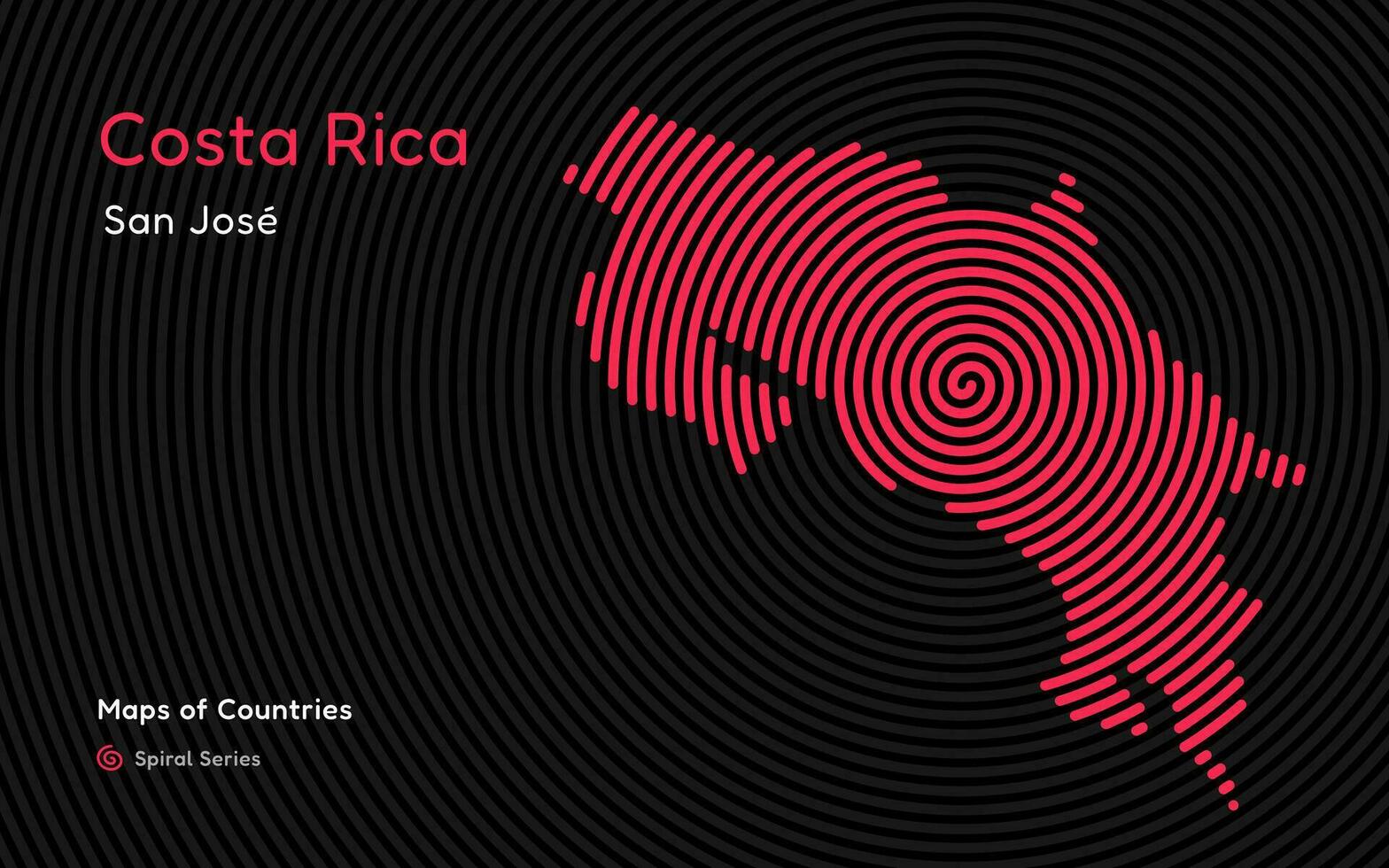 abstrait carte de costa rica dans une cercle spirale modèle avec une Capitale de san José. Latin Amérique ensemble. vecteur