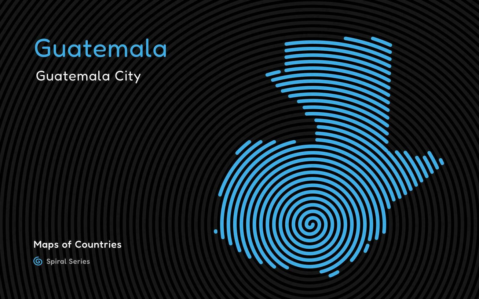 abstrait carte de Guatemala dans une cercle spirale modèle avec une Capitale de Guatemala ville. Latin Amérique ensemble. vecteur