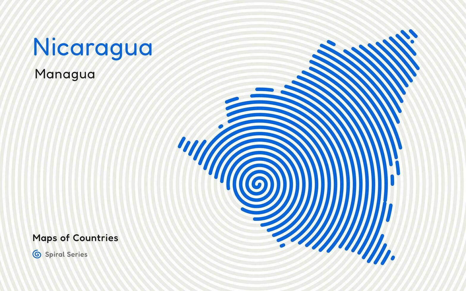 abstrait carte de Nicaragua dans une cercle spirale modèle avec une Capitale de Managua. Latin Amérique ensemble vecteur