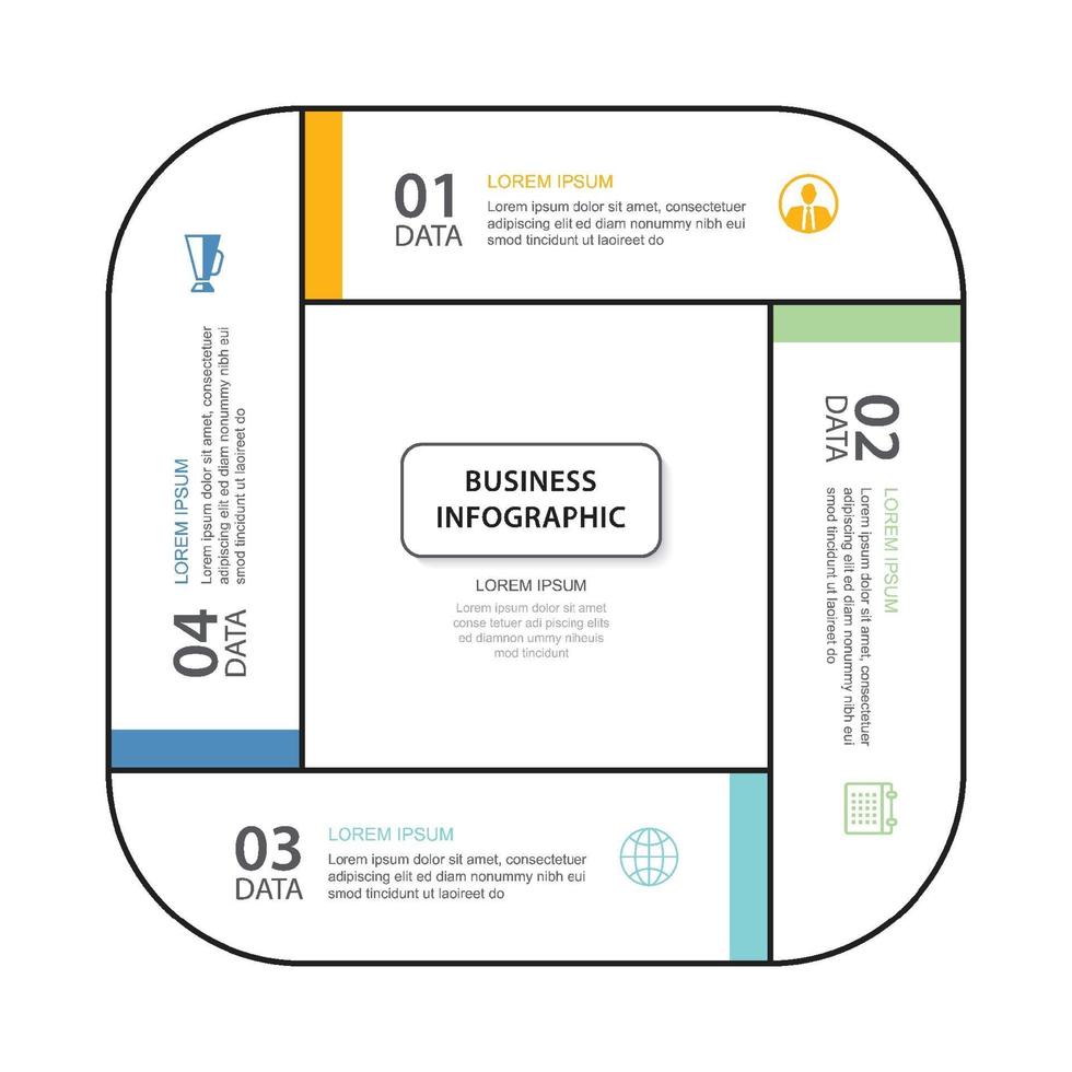 4 modèles d'index de ligne mince d'onglet d'infographie de données. vecteur