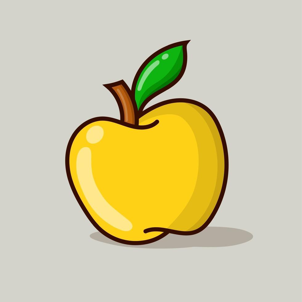 illustration vectorielle isolé pomme jaune avec ombre sur gris vecteur